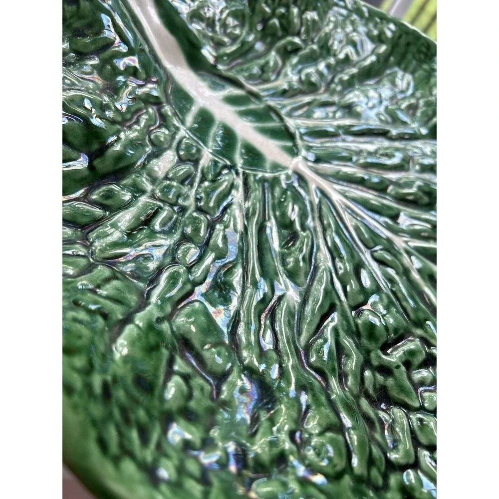 Vintage Large Secla Portuguese‎ Majolica Cabbage Serving Platter 12